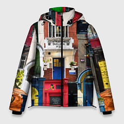 Куртка зимняя мужская London doors цифровой коллаж, цвет: 3D-черный