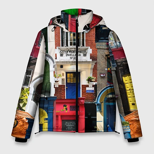 Мужская зимняя куртка London doors цифровой коллаж / 3D-Светло-серый – фото 1