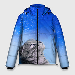 Куртка зимняя мужская Кот и космос, цвет: 3D-черный