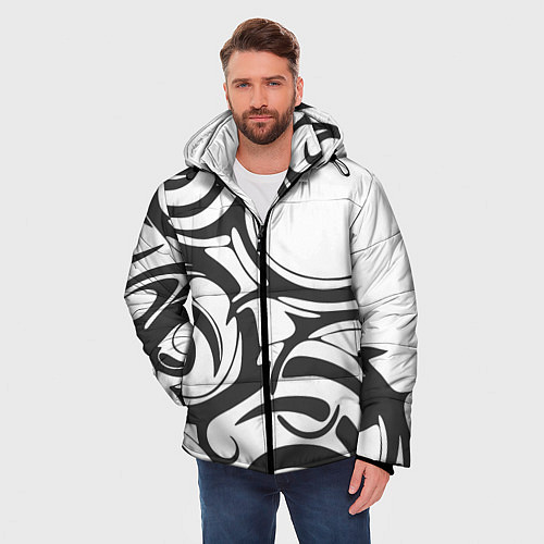 Мужская зимняя куртка Узоры / 3D-Красный – фото 3