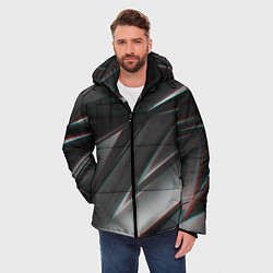 Куртка зимняя мужская GEOMETRY STRIPES GLITCH, цвет: 3D-черный — фото 2