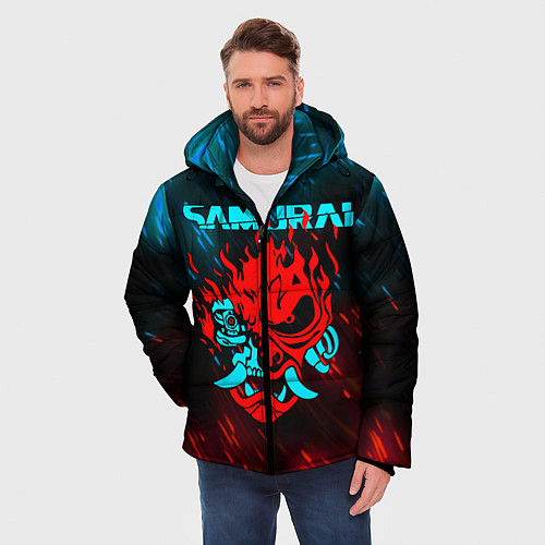 Мужская зимняя куртка CYBERPUNK 2077 SAMURAI / 3D-Красный – фото 3