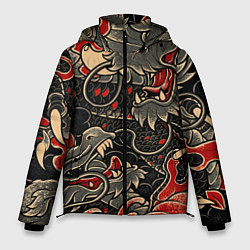 Куртка зимняя мужская Dsquared tatoo DRAGON, цвет: 3D-черный