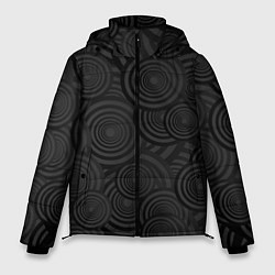 Куртка зимняя мужская Круги черный узор геометрия, цвет: 3D-черный
