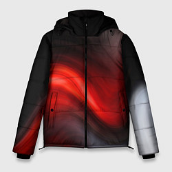Куртка зимняя мужская BLACK RED WAVES АБСТРАКЦИЯ, цвет: 3D-светло-серый