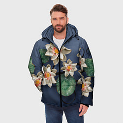 Куртка зимняя мужская 3D стеклянные цветы, цвет: 3D-черный — фото 2