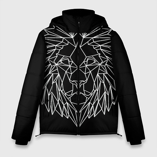 Мужская зимняя куртка Лев геометрический / 3D-Светло-серый – фото 1
