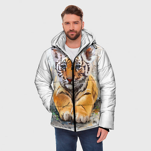 Мужская зимняя куртка Tiger Art / 3D-Красный – фото 3