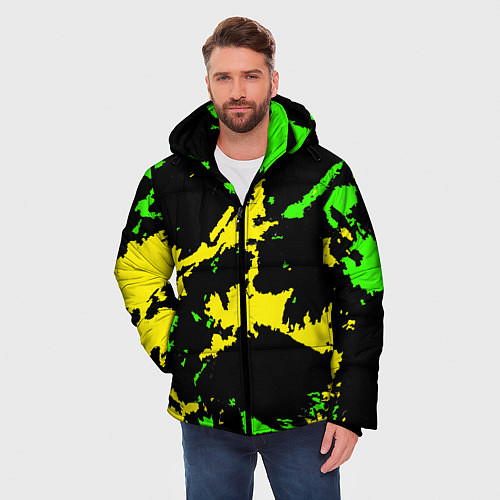 Мужская зимняя куртка Желто-зеленый / 3D-Красный – фото 3