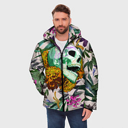 Куртка зимняя мужская Череп в цветах, цвет: 3D-черный — фото 2