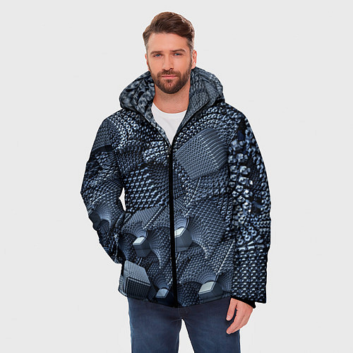 Мужская зимняя куртка Геометрия / 3D-Красный – фото 3