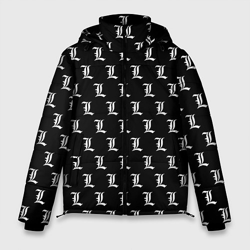 Мужская зимняя куртка Эл паттерн черный / 3D-Светло-серый – фото 1