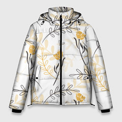 Куртка зимняя мужская Рисованные Цветы, цвет: 3D-светло-серый