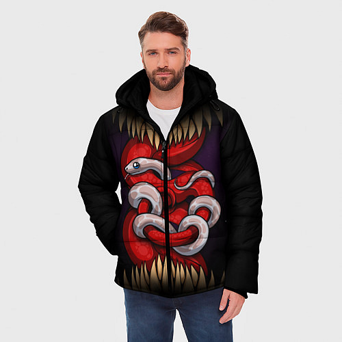 Мужская зимняя куртка Monster and snake / 3D-Красный – фото 3