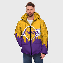 Куртка зимняя мужская LOS ANGELES LAKERS, цвет: 3D-светло-серый — фото 2