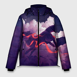 Куртка зимняя мужская Лиса бежит по облакам, цвет: 3D-черный