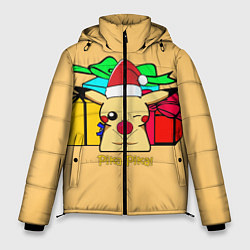 Куртка зимняя мужская New Year Pikachu, цвет: 3D-черный