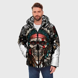 Куртка зимняя мужская Череп индейца, цвет: 3D-черный — фото 2