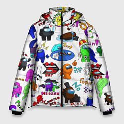 Куртка зимняя мужская AMONG US STICKERBOMBING, цвет: 3D-светло-серый
