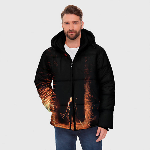 Мужская зимняя куртка Ведьмак / 3D-Красный – фото 3