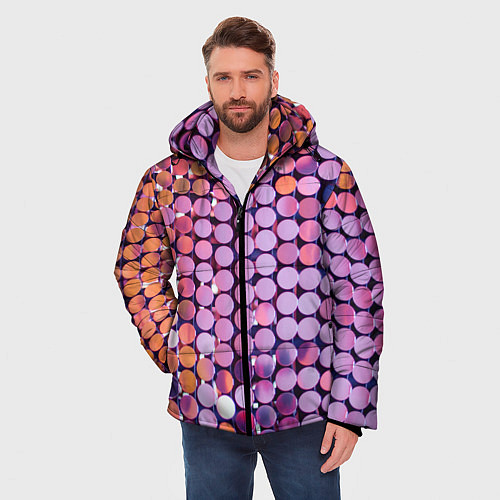 Мужская зимняя куртка Вечеринка точки глянцевый узор / 3D-Красный – фото 3