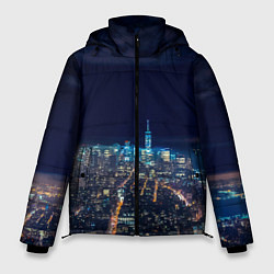 Куртка зимняя мужская Ночной город, цвет: 3D-черный