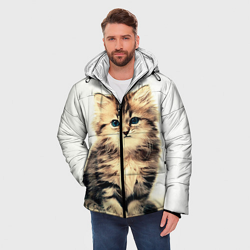 Мужская зимняя куртка Котёнок / 3D-Красный – фото 3