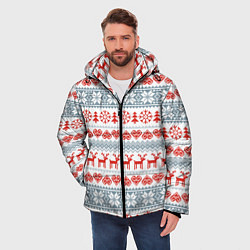 Куртка зимняя мужская Новогодний пиксельный узор, цвет: 3D-красный — фото 2