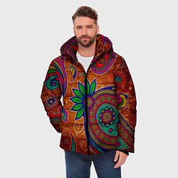 Куртка зимняя мужская Узоры текстура фон, цвет: 3D-красный — фото 2