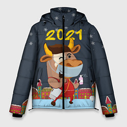 Куртка зимняя мужская Коронавирусный Новый Год, цвет: 3D-черный
