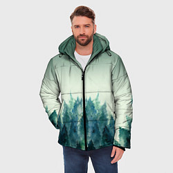 Куртка зимняя мужская Акварельный лес градиент, цвет: 3D-светло-серый — фото 2
