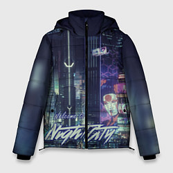 Куртка зимняя мужская Welcome to Night City, цвет: 3D-черный