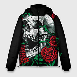 Куртка зимняя мужская Череп и Розы, цвет: 3D-черный