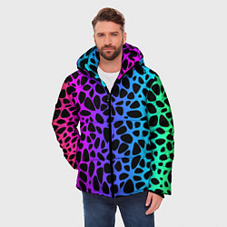 Куртка зимняя мужская Неоновый градиент, цвет: 3D-черный — фото 2