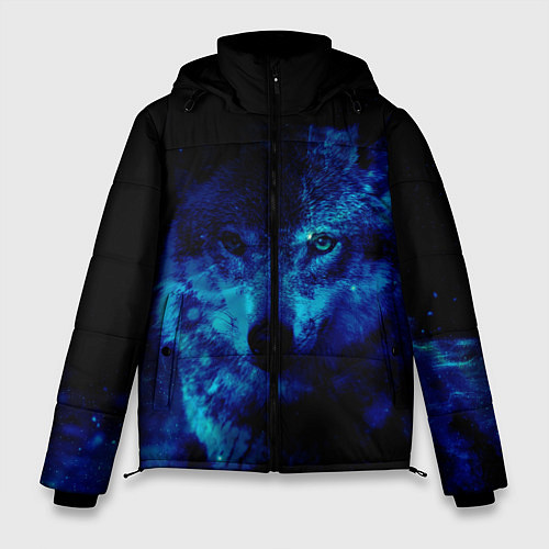 Мужская зимняя куртка Волк Вселенная / 3D-Светло-серый – фото 1