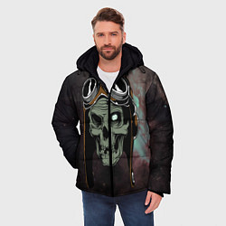 Куртка зимняя мужская Череп в космосе, цвет: 3D-черный — фото 2