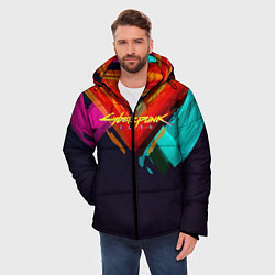 Куртка зимняя мужская CYBERPUNK 2077 CITY, цвет: 3D-красный — фото 2