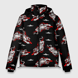 Куртка зимняя мужская Японский стиль - тигры, цвет: 3D-черный