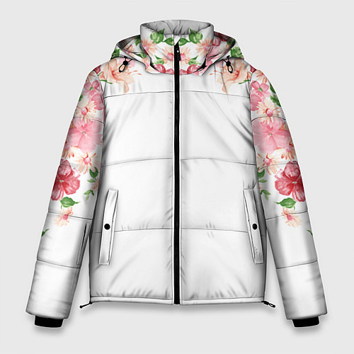Мужская зимняя куртка Цветы / 3D-Светло-серый – фото 1
