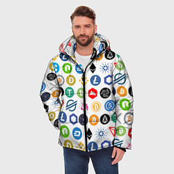 Куртка зимняя мужская BITCOIN PATTERN БИТКОИН Z, цвет: 3D-светло-серый — фото 2
