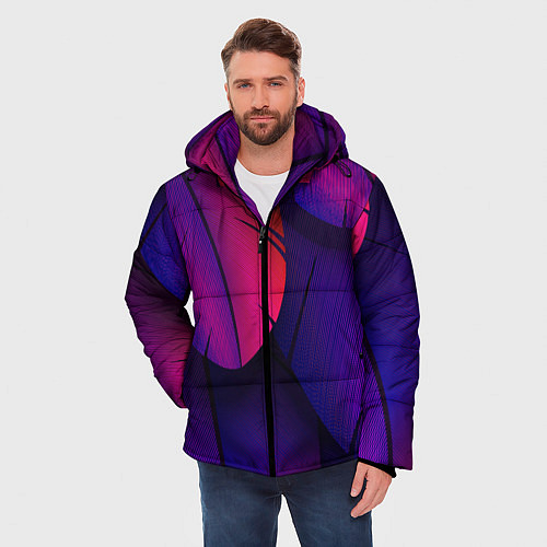 Мужская зимняя куртка Фиолетовые Перья / 3D-Красный – фото 3