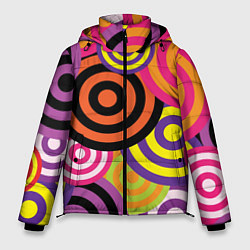 Куртка зимняя мужская Аннотация разноцветных кругов, цвет: 3D-черный