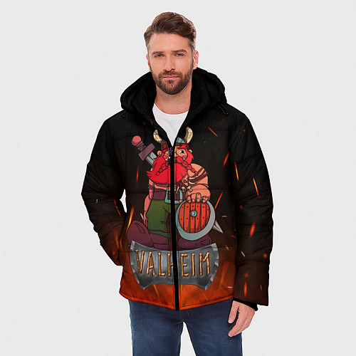 Мужская зимняя куртка Valheim викинг в огне / 3D-Красный – фото 3