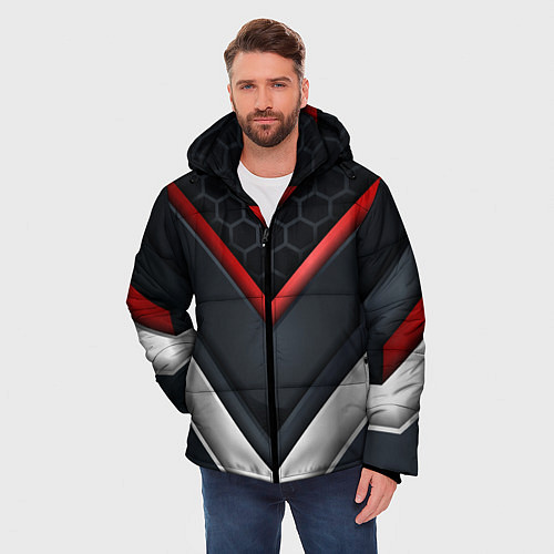 Мужская зимняя куртка 3D СОТЫ Металлические вставки / 3D-Красный – фото 3