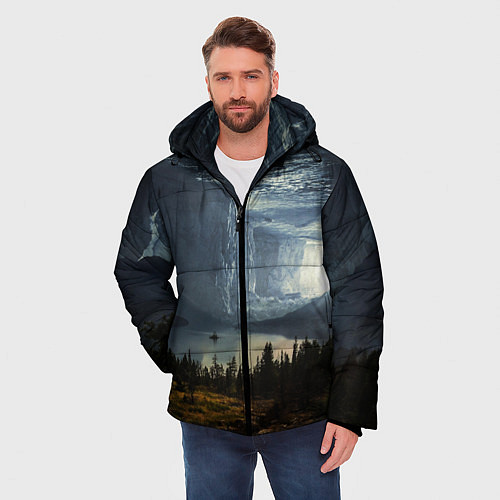 Мужская зимняя куртка Фантастический пейзаж / 3D-Красный – фото 3