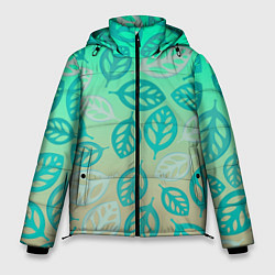 Куртка зимняя мужская Узор из листиков, цвет: 3D-черный