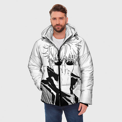 Мужская зимняя куртка Магическая битва Годжо / 3D-Светло-серый – фото 3
