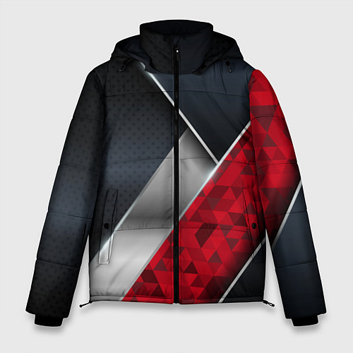 Мужская зимняя куртка 3D BLACK AND RED METAL / 3D-Светло-серый – фото 1