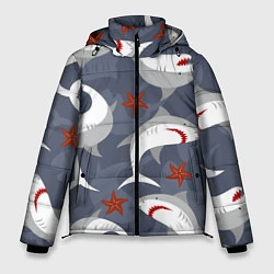 Куртка зимняя мужская Акулы, цвет: 3D-черный