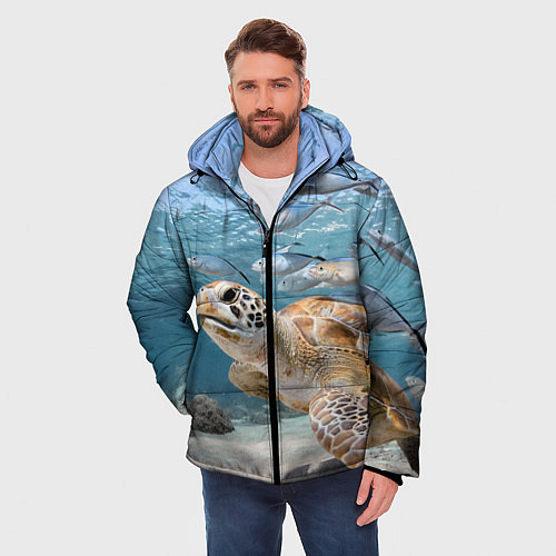 Мужская зимняя куртка Морская черепаха / 3D-Красный – фото 3